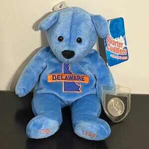 1999 Vintage Mary Meyer DELAWARE Bear Quarter Cuddler with State Quarter